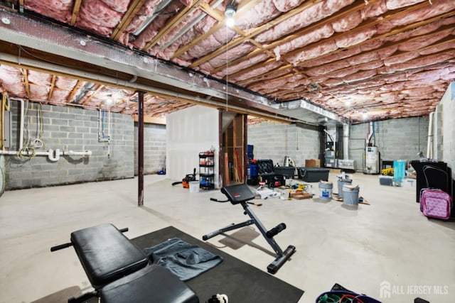 exercise room with gas water heater