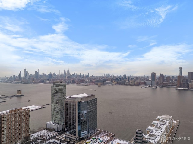 view of city with a water view