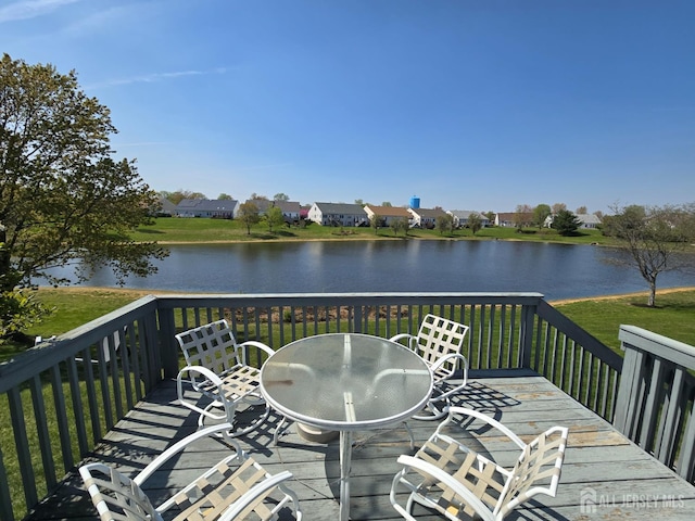 16 Phillip Ct, Monroe, NJ 08831 - wooden deck with a water view, a lawn, and a residential view