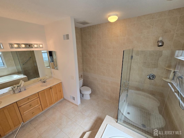16 Phillip Ct, Monroe, NJ 08831 - bathroom with a shower stall, tile patterned floors, toilet, and double vanity