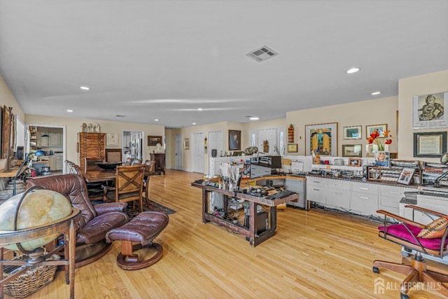 living room featuring light hardwood / wood-style flooring