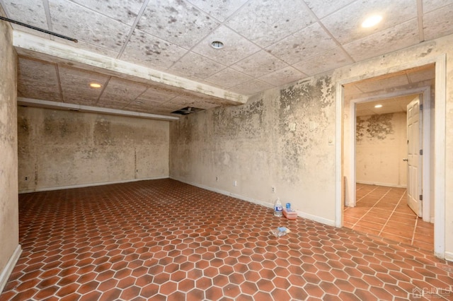 finished below grade area featuring recessed lighting