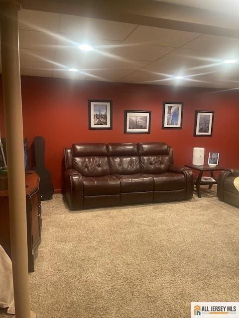 living room with carpet floors