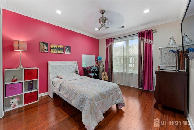 2420 Canterbury Ln, North Brunswick, NJ 08902 - bedroom featuring wood finished floors, recessed lighting, crown molding, and baseboards