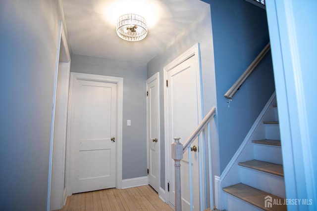 719 Charles St, South Amboy, NJ 08879 - stairs featuring hardwood / wood-style flooring and baseboards