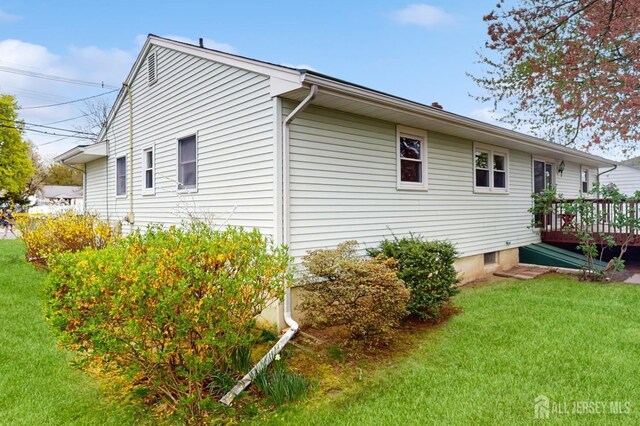 190 S Moetz Dr S, Milltown, NJ 08850 - view of property exterior with a yard and a wooden deck
