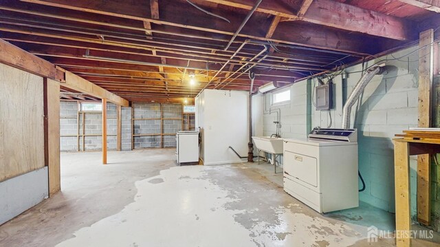 190 S Moetz Dr S, Milltown, NJ 08850 - below grade area featuring washer / clothes dryer, electric panel, and a sink