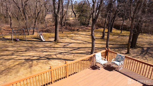 deck with view of scattered trees