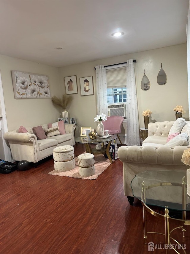 4 Fitzsimmons Ave, Middlesex, NJ 08846 - living room featuring wood finished floors, cooling unit, and recessed lighting