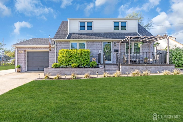 1 Highview Rd, East Brunswick, NJ 08816 - view of front of property featuring brick siding, a pergola, and driveway