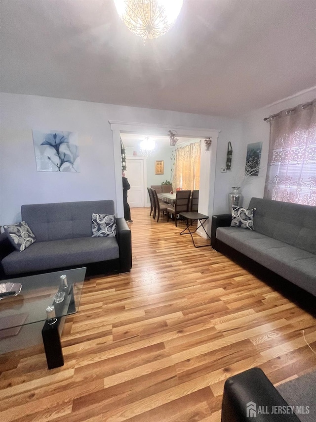 living room featuring light hardwood / wood-style flooring