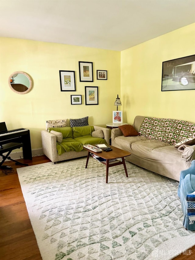 living room with hardwood / wood-style floors