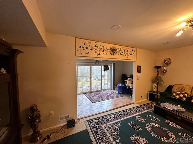 view of tiled living room