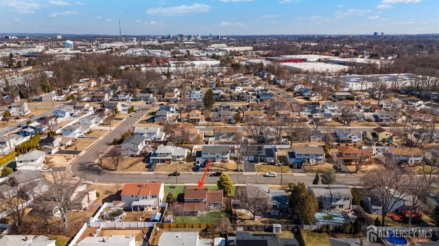 drone / aerial view with a residential view