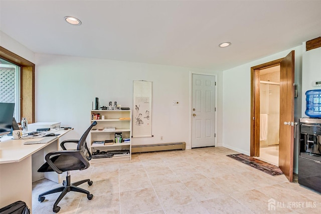 9 NW Fielding Pl, Edison, NJ 08820 - office area featuring a baseboard radiator and recessed lighting