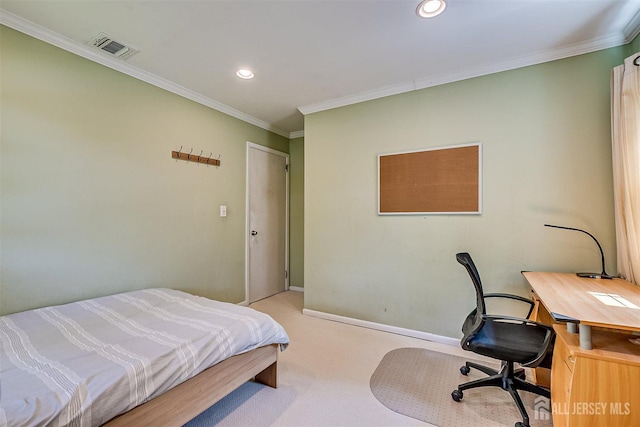 9 NW Fielding Pl, Edison, NJ 08820 - carpeted bedroom featuring a desk, recessed lighting, and ornamental molding