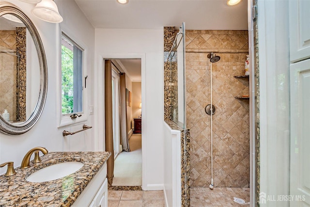 9 NW Fielding Pl, Edison, NJ 08820 - full bathroom with tile patterned floors, vanity, a shower stall, and recessed lighting