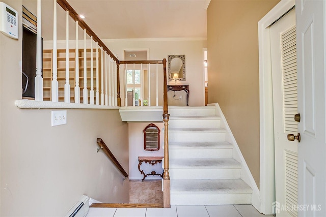 9 NW Fielding Pl, Edison, NJ 08820 - stairs with ornamental molding and tile patterned flooring
