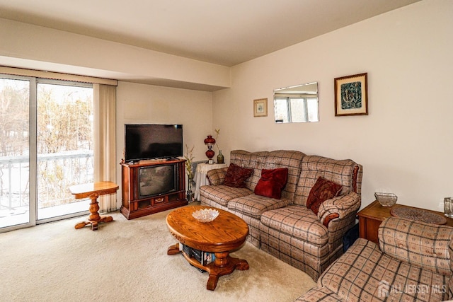 living room with carpet flooring