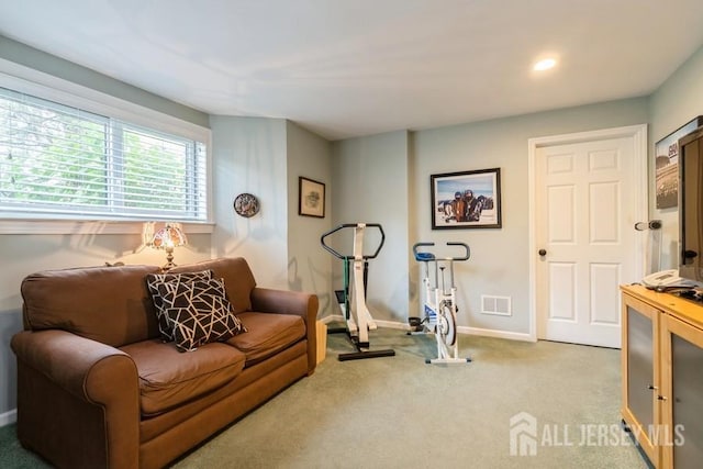 580 Patten Ave Unit 53, Long Branch, NJ 07740 - living room featuring baseboards, light colored carpet, and recessed lighting
