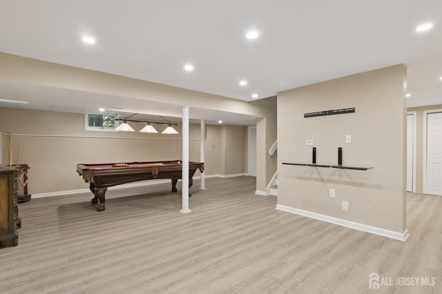 3 Cedar Ln, Milltown, NJ 08850 - rec room featuring light wood finished floors, billiards table, and recessed lighting