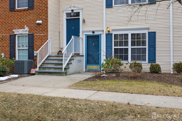 property entrance featuring central air condition unit