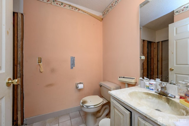 23 Newburgh Dr, Edison, NJ 08820 - half bath with tile patterned floors, vanity, and a textured ceiling