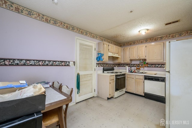23 Newburgh Dr, Edison, NJ 08820 - kitchen with white appliances, light flooring, under cabinet range hood, light countertops, and a textured ceiling