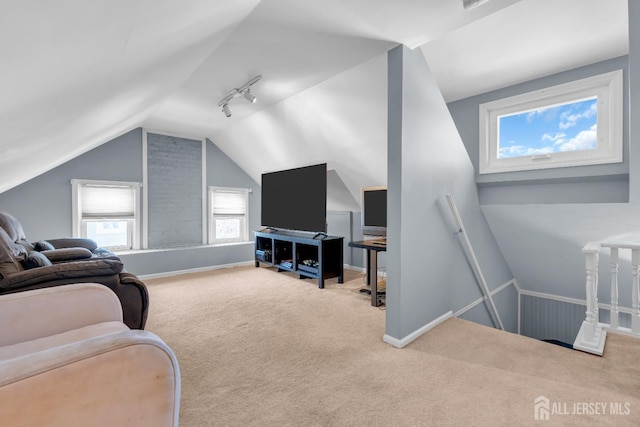 1135 Dorsey Pl, Plainfield, NJ 07062 - carpeted living room with lofted ceiling and baseboards