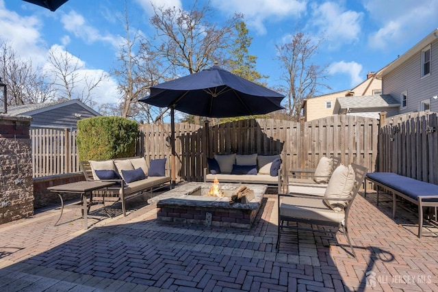 1135 Dorsey Pl, Plainfield, NJ 07062 - view of patio / terrace with an outdoor living space with a fire pit