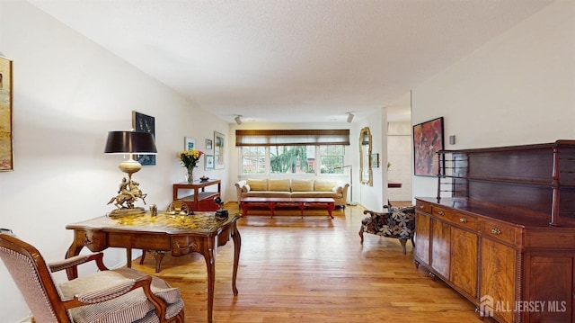 living area with light wood-type flooring