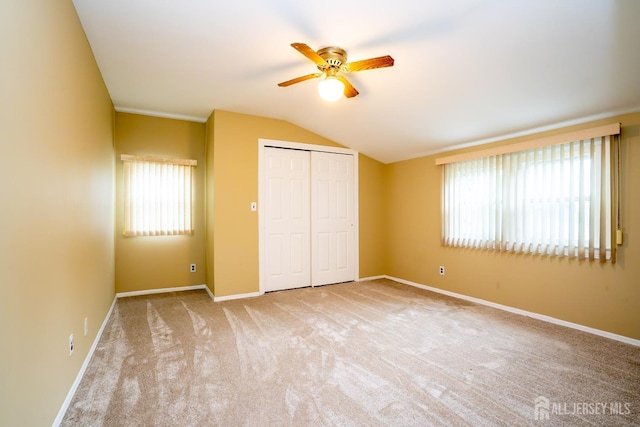 314 Benjamin Ave, Iselin, NJ 08830 - unfurnished bedroom with carpet, lofted ceiling, a closet, and ceiling fan