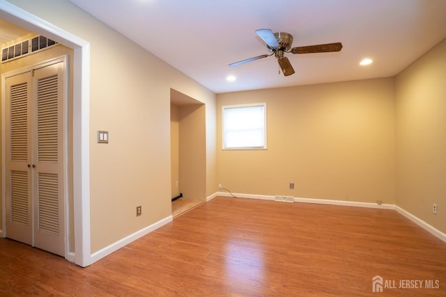 314 Benjamin Ave, Iselin, NJ 08830 - unfurnished bedroom featuring light wood-style floors, recessed lighting, a closet, and ceiling fan