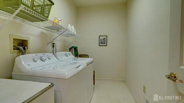 39 Leeds Ln, Monroe, NJ 08831 - laundry area with separate washer and dryer, baseboards, and tile patterned floors