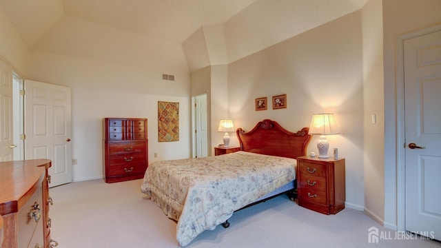39 Leeds Ln, Monroe, NJ 08831 - bedroom with light colored carpet, vaulted ceiling, and baseboards