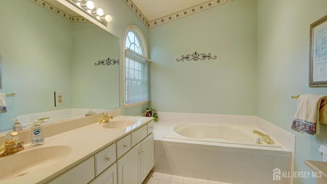 39 Leeds Ln, Monroe, NJ 08831 - full bath with a bath, double vanity, and tile patterned floors