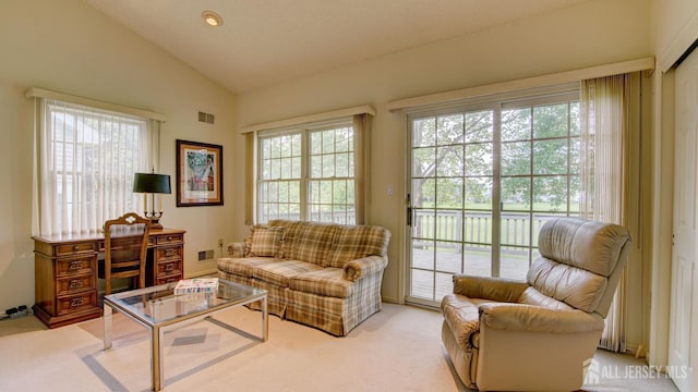 39 Leeds Ln, Monroe, NJ 08831 - living area with vaulted ceiling and light carpet