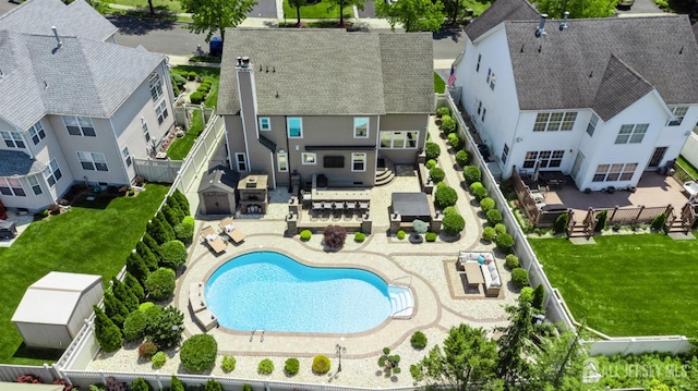 9 Helene St, Old Bridge, NJ 08857 - aerial perspective of suburban area featuring a pool area