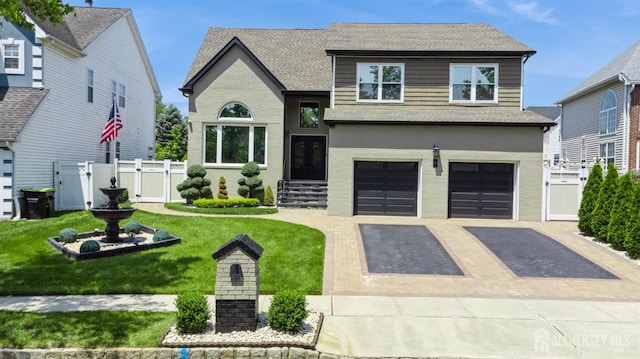 9 Helene St, Old Bridge, NJ 08857 - view of front of home with a gate, decorative driveway, an attached garage, and brick siding