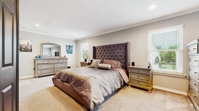 9 Helene St, Old Bridge, NJ 08857 - bedroom featuring light carpet, baseboards, ornamental molding, and recessed lighting