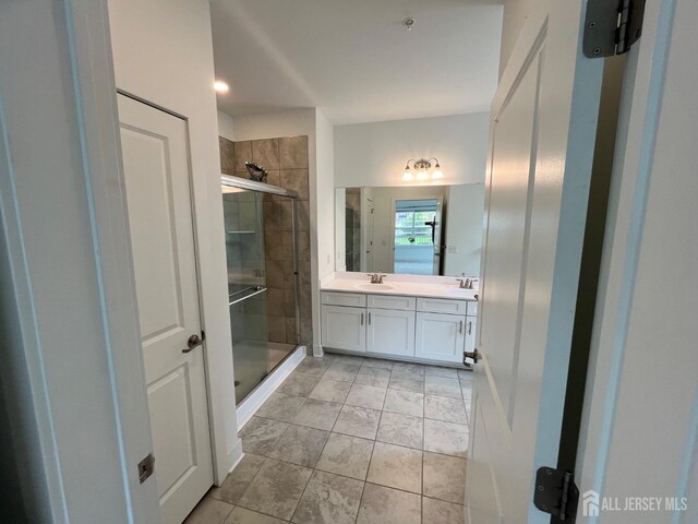 812 Stiller Ln, Monroe, NJ 08831 - bathroom featuring double vanity and a shower stall