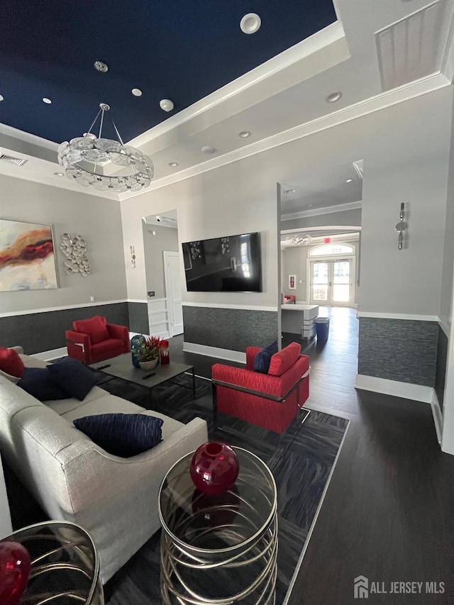 812 Stiller Ln, Monroe, NJ 08831 - common area featuring crown molding, recessed lighting, and a wainscoted wall