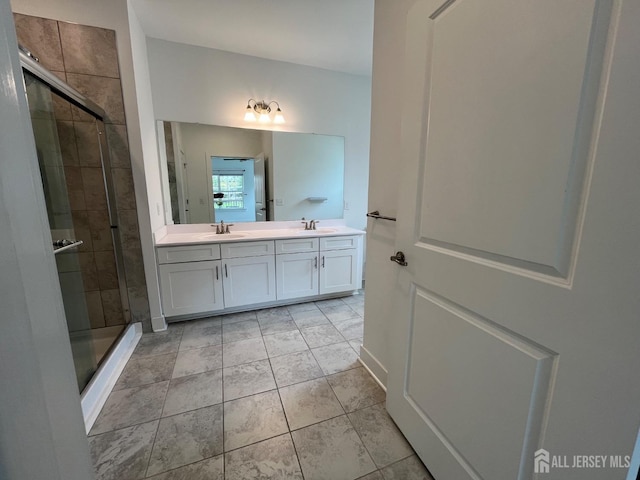 812 Stiller Ln, Monroe, NJ 08831 - full bath with double vanity, a shower stall, and tile patterned floors