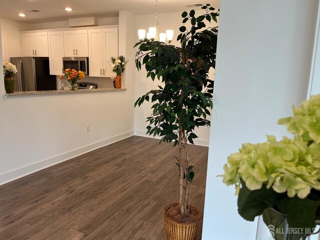 812 Stiller Ln, Monroe, NJ 08831 - kitchen with stainless steel appliances, dark wood-type flooring, white cabinets, recessed lighting, and baseboards
