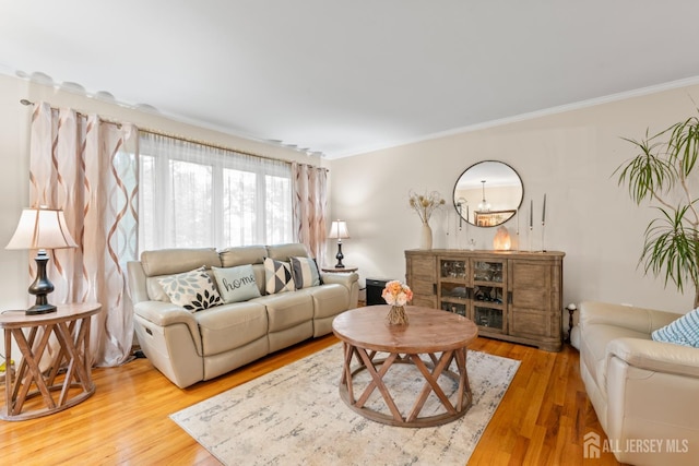 44 Pleasant Ave, Iselin, NJ 08830 - living room featuring crown molding and wood finished floors