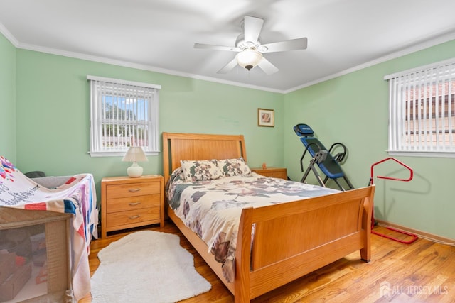 44 Pleasant Ave, Iselin, NJ 08830 - bedroom featuring wood finished floors, ornamental molding, and ceiling fan