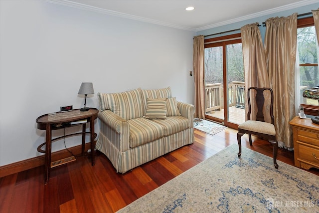 75 Brown Rd, Howell, NJ 07731 - living area with wood finished floors, ornamental molding, and recessed lighting