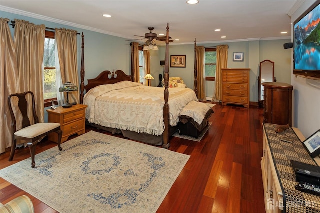 75 Brown Rd, Howell, NJ 07731 - bedroom with multiple windows, recessed lighting, dark wood-style flooring, and crown molding
