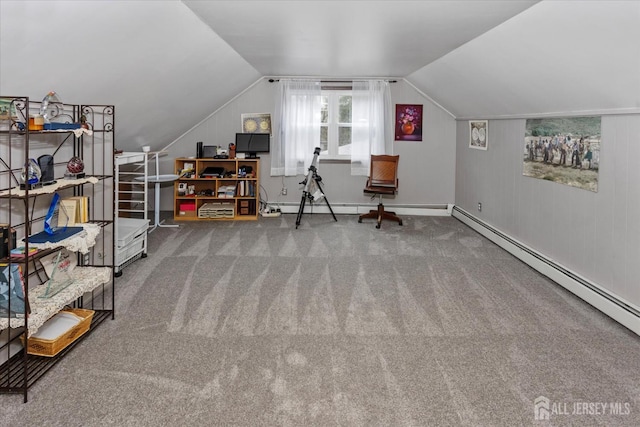 75 Brown Rd, Howell, NJ 07731 - bonus room featuring a baseboard radiator, baseboard heating, carpet floors, and vaulted ceiling