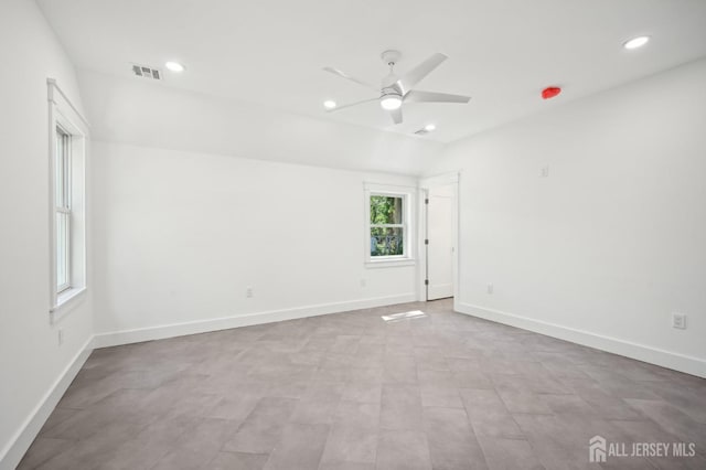 spare room featuring ceiling fan